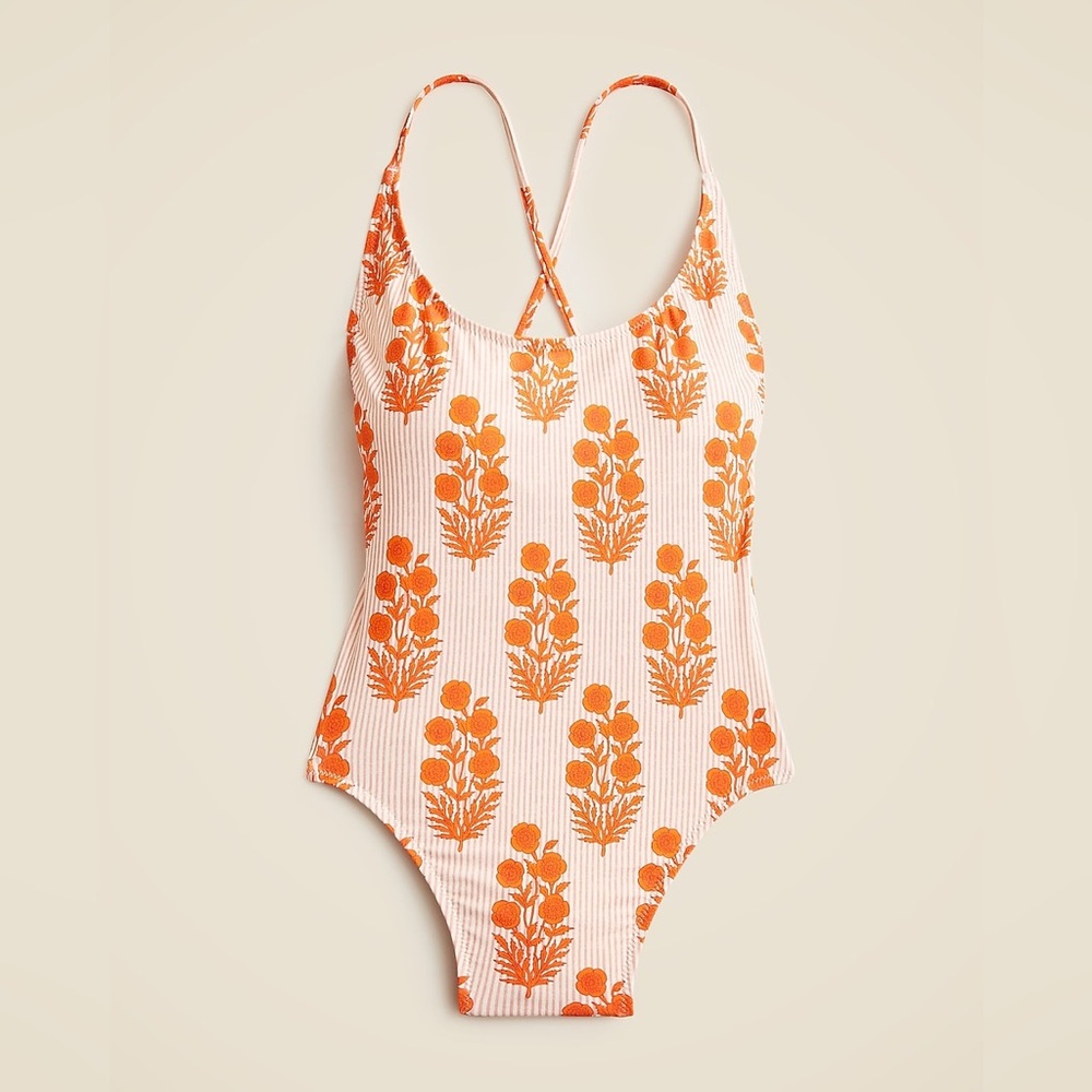 NWT J.Crew scoopneck one-piece Indian Block Print - Picture 2 of 8